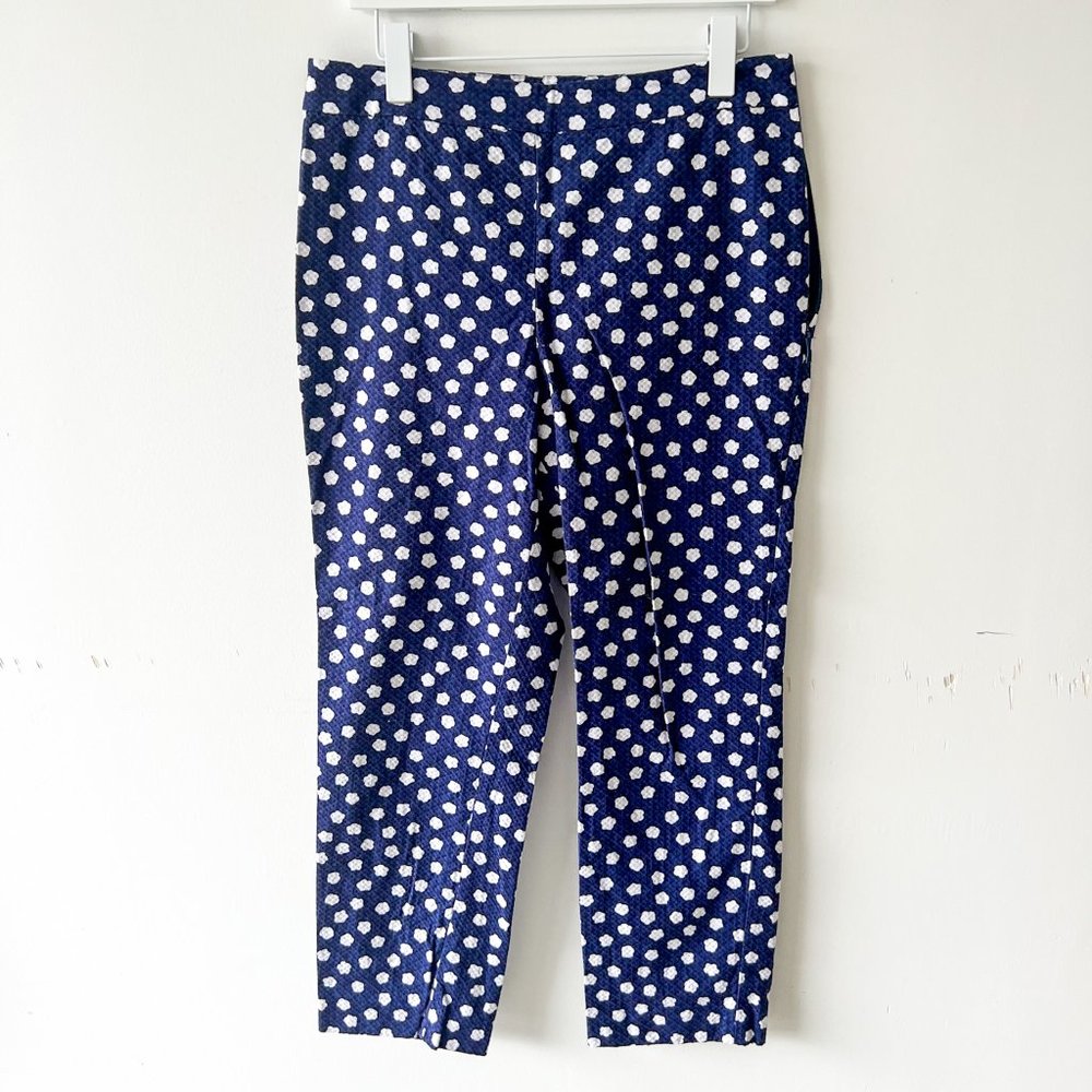 Kate Spade New York blue cropped pants floral pattern size 10